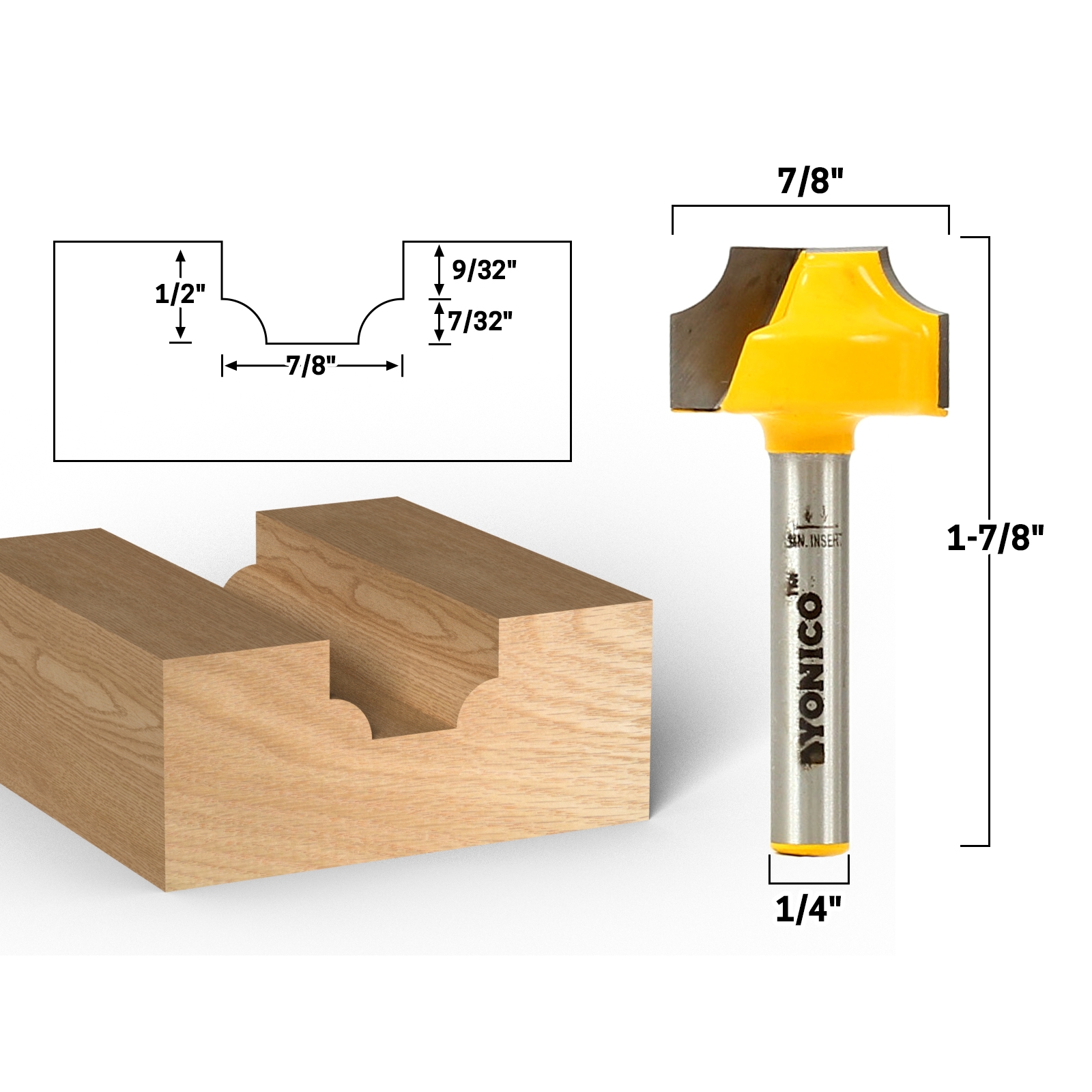 Yonico round over edging online router bit radius