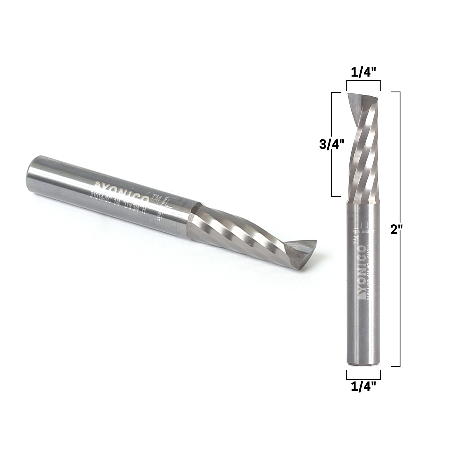 Rohit O Flute Up Cut 1/4 inch Solid Carbide End Mill Single Flute Spiral CNC Router Bit 1/4 inch Shank for Aluminum and Acrylic Cutting 