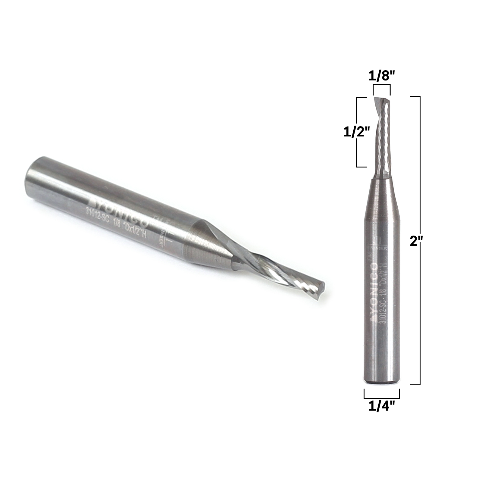 1/8" Diameter 1/2"LOC 1 Flute Carbide Router for Aluminum Melin USA Part #12859 