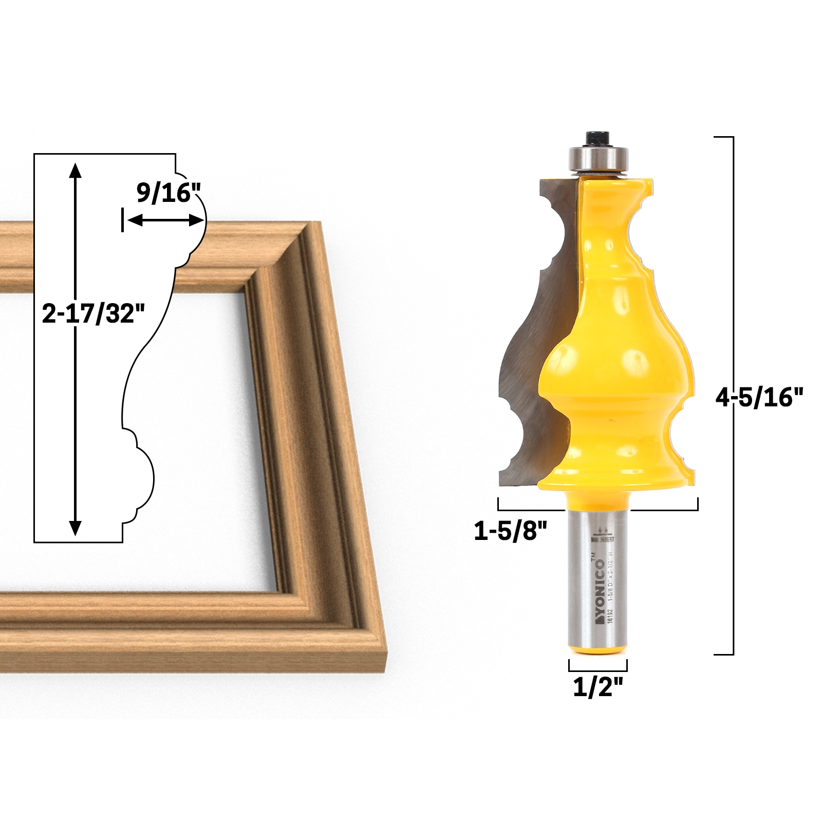 Specialty Large Elegant Picture Frame Molding Router Bit 1 2