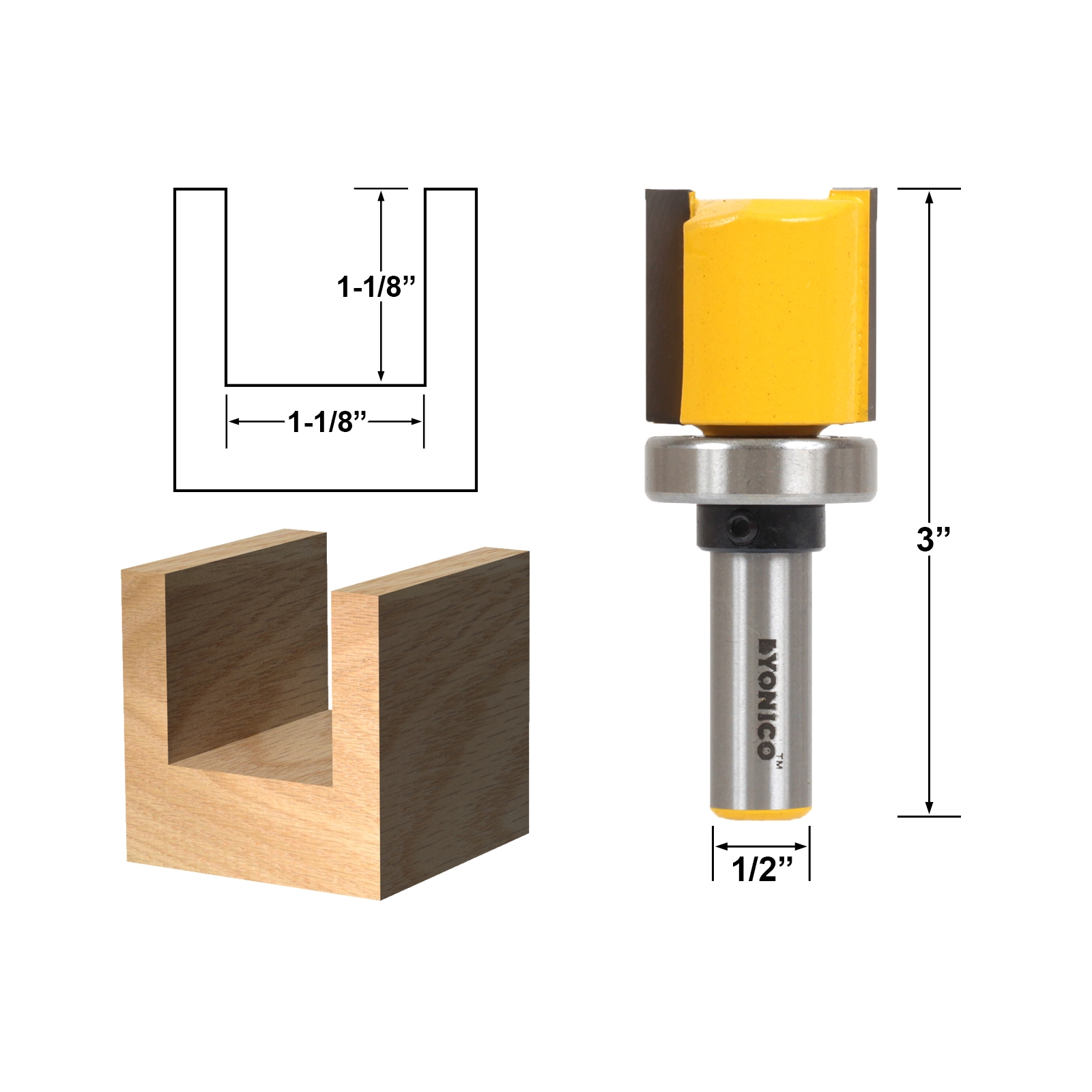 Straight & Spiral Template Trim 11/8" Diameter Flush Trim