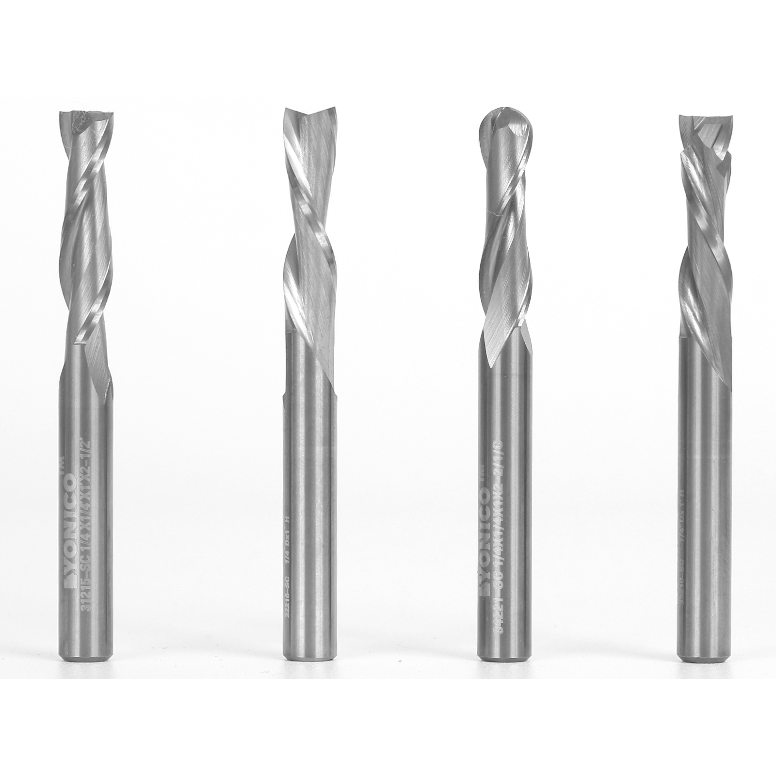 Router Bit Sets Straight & Spiral Bit Sets 4 Bit Solid Carbide Endmill CNC Router Bit Set