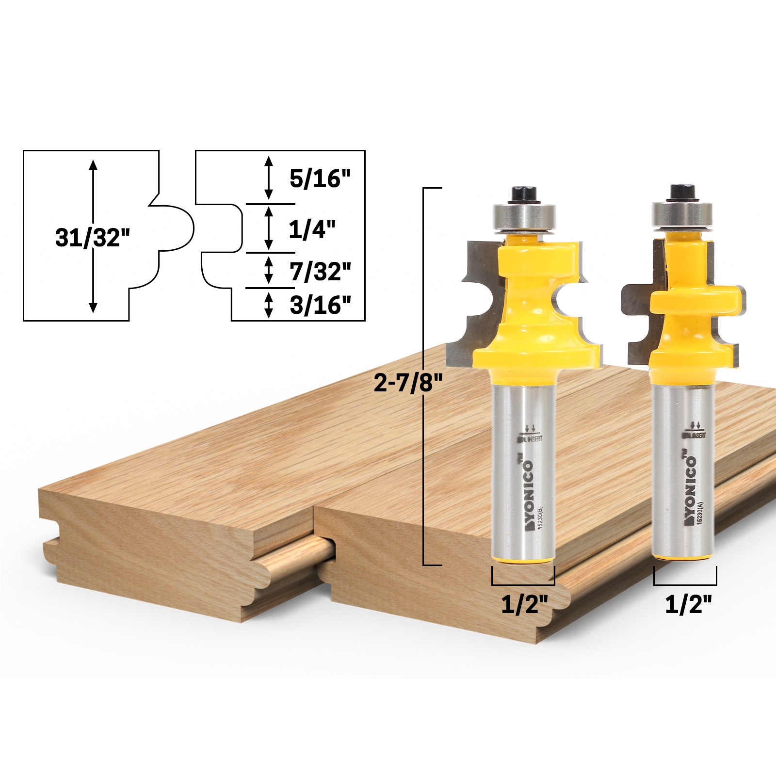 Joinery :: Tongue  Groove :: Flooring Bit Tongue and Groove Flooring Router  Bit Set 1/2