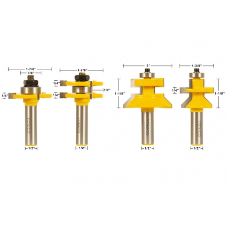 Yonico Tongue and Groove up to 1-1/4 in. Stock 1/2 in. Shank Carbide Tipped  Router Bit Set (2-Piece) 15222 - The Home Depot