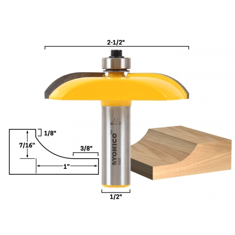 1/4" Shank 2-1/2" Diameter Raised Panel Router Bit - For Cabinet Doors, Baseboards, Casings