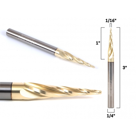 Details about   1/8" Dia 4 Flute Spiral CNC Router Bit 3D Carving with ZRN Coated 1/4" 