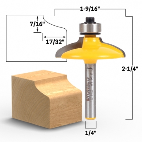 Yonico 12401 4 Bit Door and Drawer Front Edging Router Bit 1/2-Inch Shank 