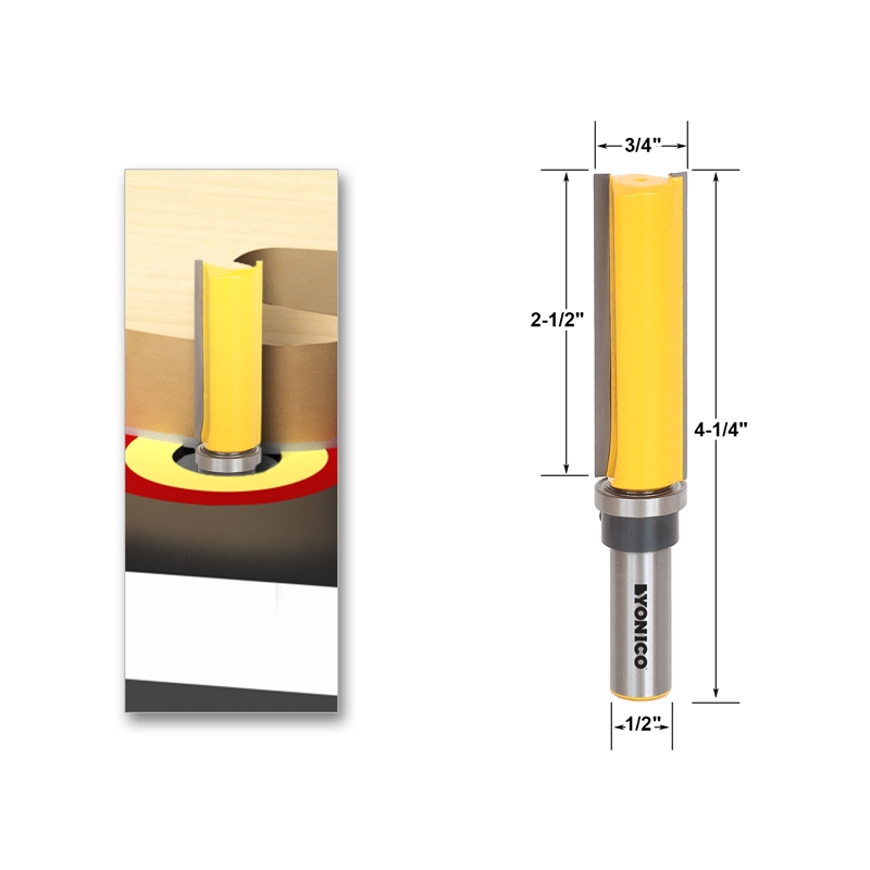 Extra Long Flush Trim Router Bit Yonico 14130