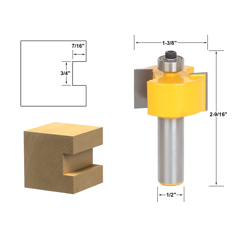 Joinery Slot Rabbeting & Slotting Router Bit 3/4" Slot 1/2