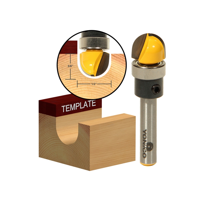 x 1/4 inch Shank 1/4X1 Core Box Router Bit Double Flute Round Nose Router Bit Carbide Tipped Woodworking Tool Round Groove Router Bit 1/2’’ Radius x 1 Dia 