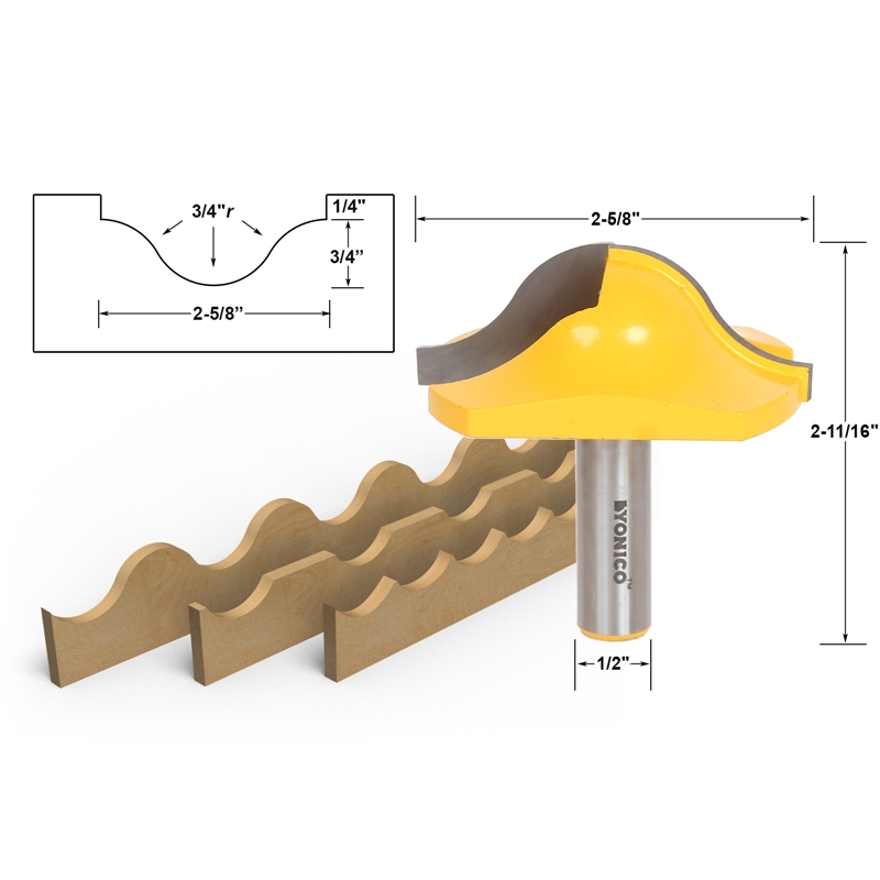 Groove :: Ogee Groove :: Deep Ogee Groove Router Bit - Medium - 1/2 ...