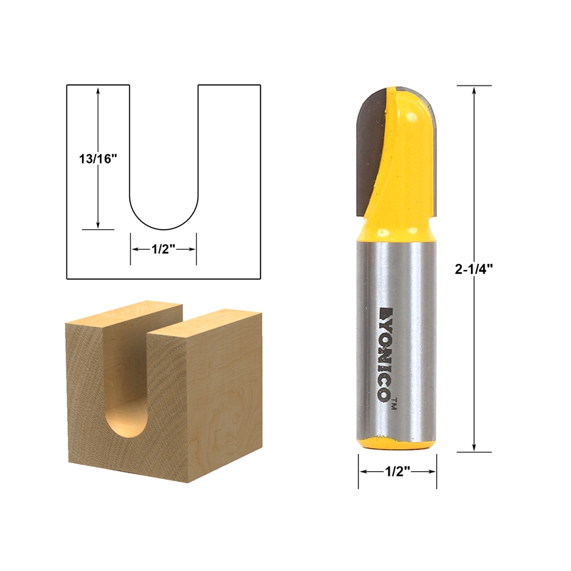 Groove Core Box Core Box / Round Nose Router Bit 1/2"W X 13/16