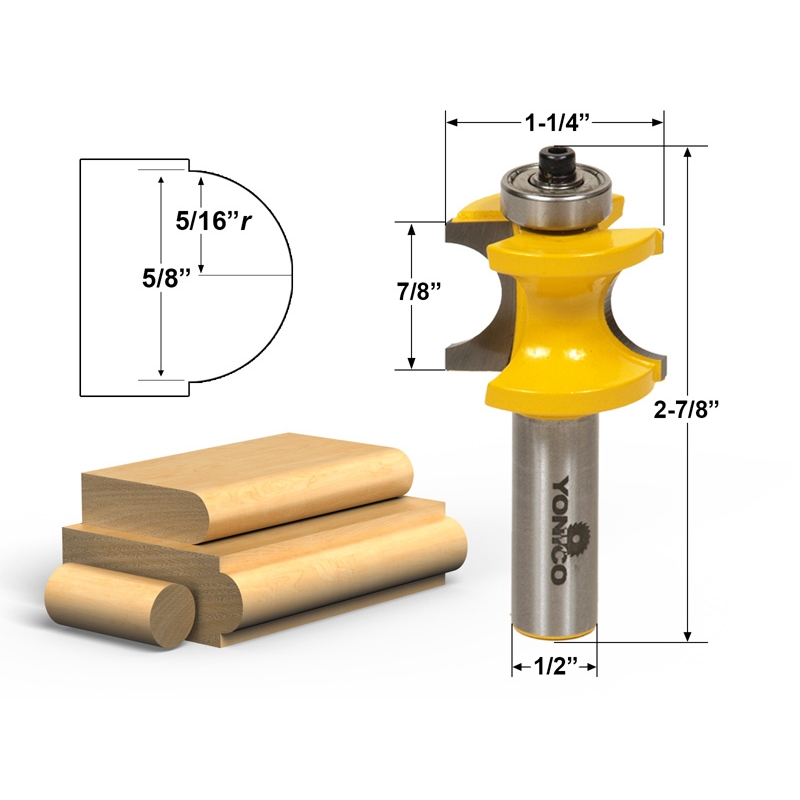 3/16" Radius Bullnose Bead Router Bit 1/4" Shank Yonico 13192q 3/16" Radius Bullnose Bead Router Bit 1/4" Shank Yonico 13192q