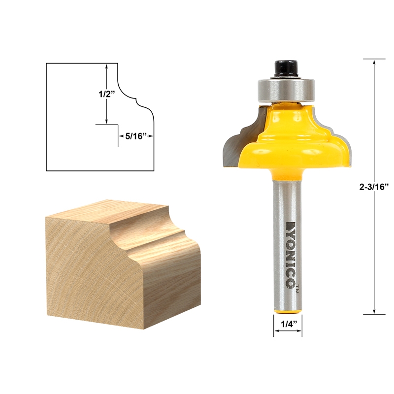 Yonico 13186 1/2" Shank 1/2" Classical Ogee Edge Forming Router Bit 