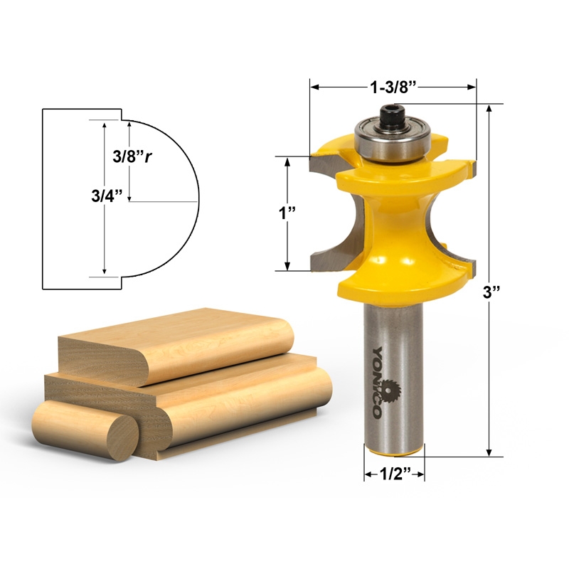 Edging Bullnose Bullnose Router Bit 3/8"r 3/4" Bead 1/2