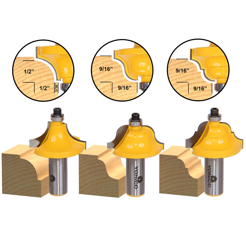 Edging Edging Sets 3 Bit Edge Molding Router Bit Set Large
