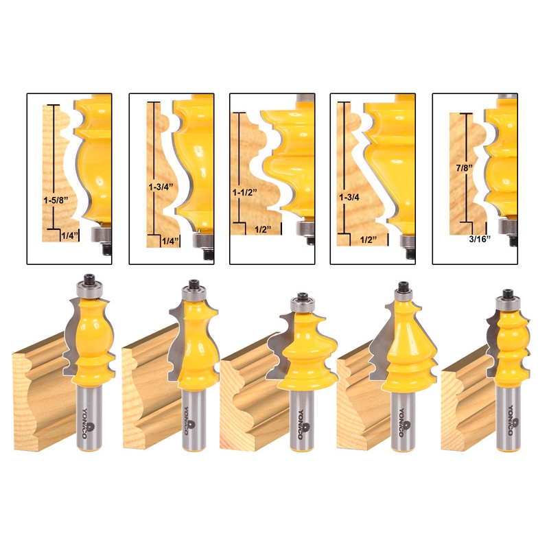 Router Bit Sets Molding Sets 5 Bit Casing & Base Molding Router