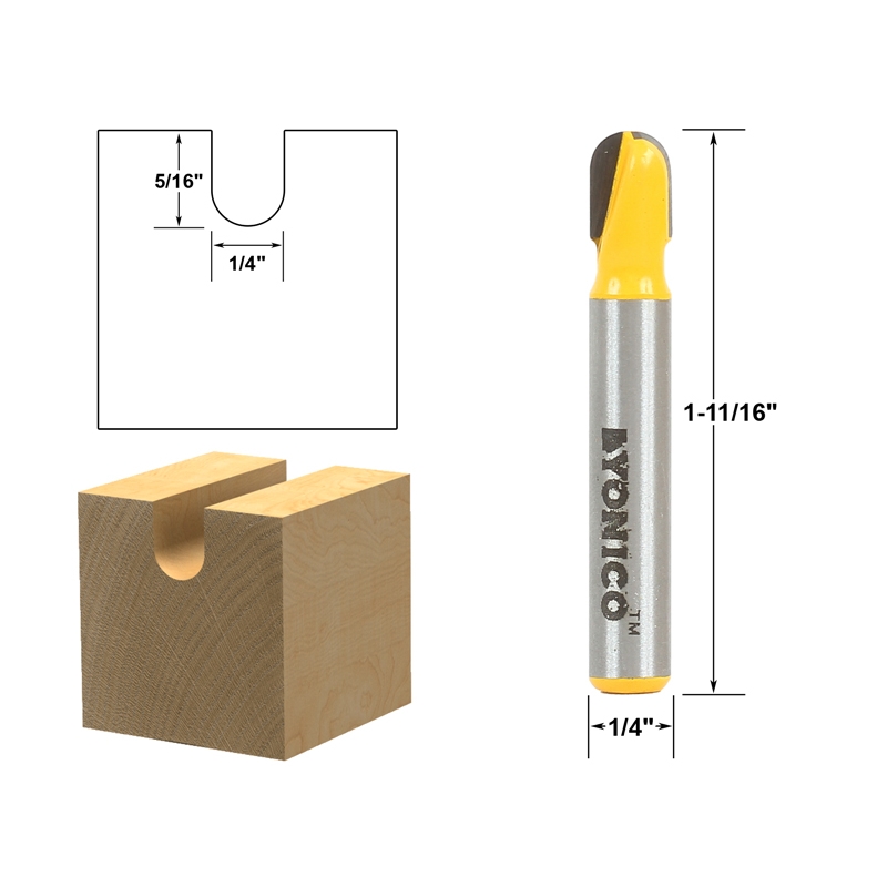 Groove Core Box Core Box Router Bit 1/4"W X 5/16"H 1/4" Shank Yonico 14164q