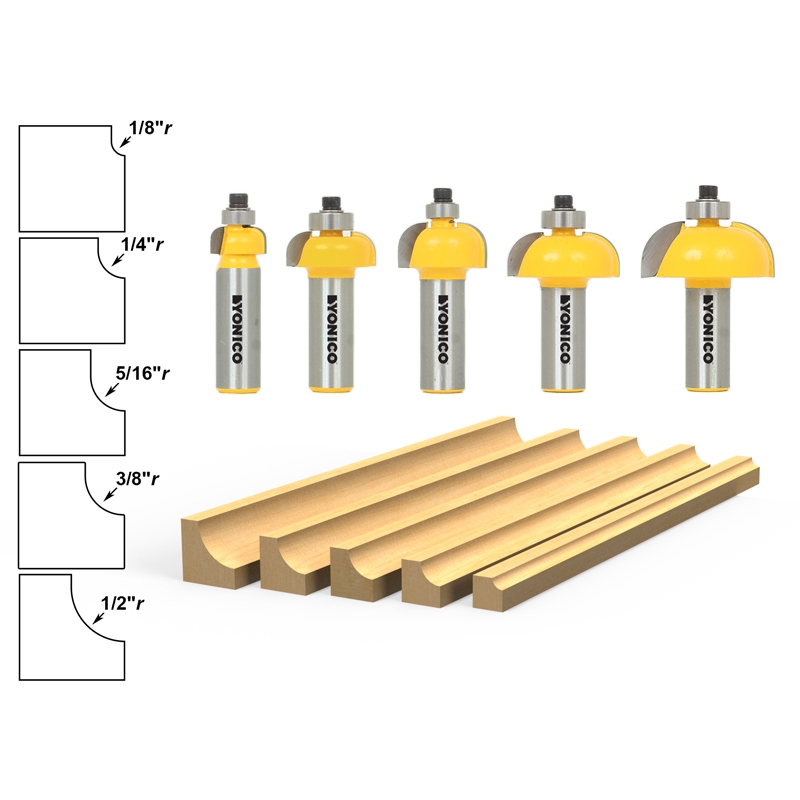Edging Edging Sets 5 Bit Cove Router Bit Set 1/2" Shank