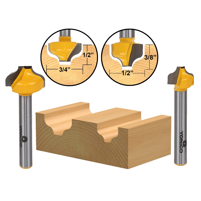 Groove Ogee Groove 2 Bit Ogee Groove Router Bit Set 1/4" Shank
