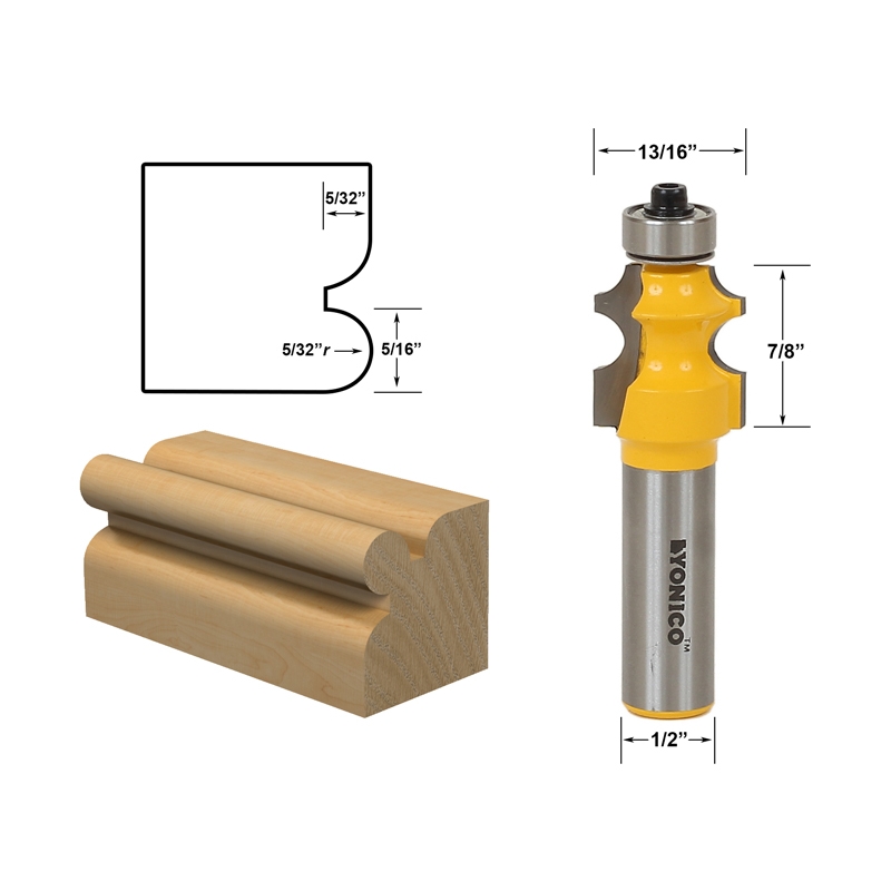 Edging Bullnose 5/32" Radius Corner Bead/Beading Router Bit 1/2