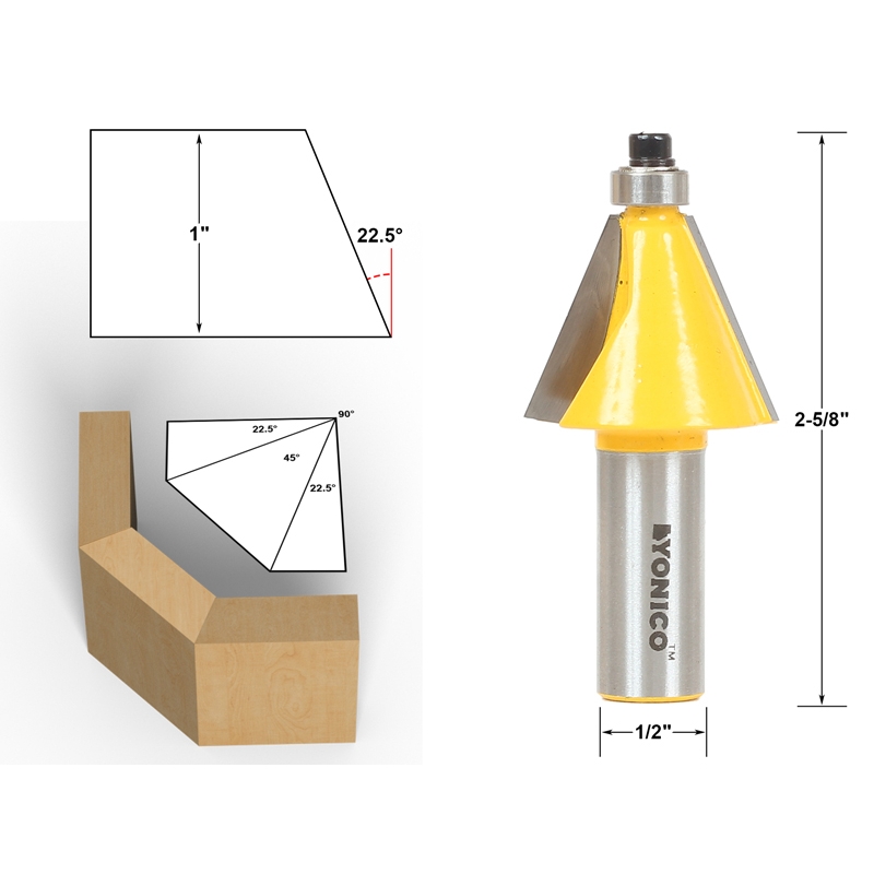 Edging :: Chamfer :: 22.5Â° Chamfer & Bevel Edging Router Bit - 1/2 ...