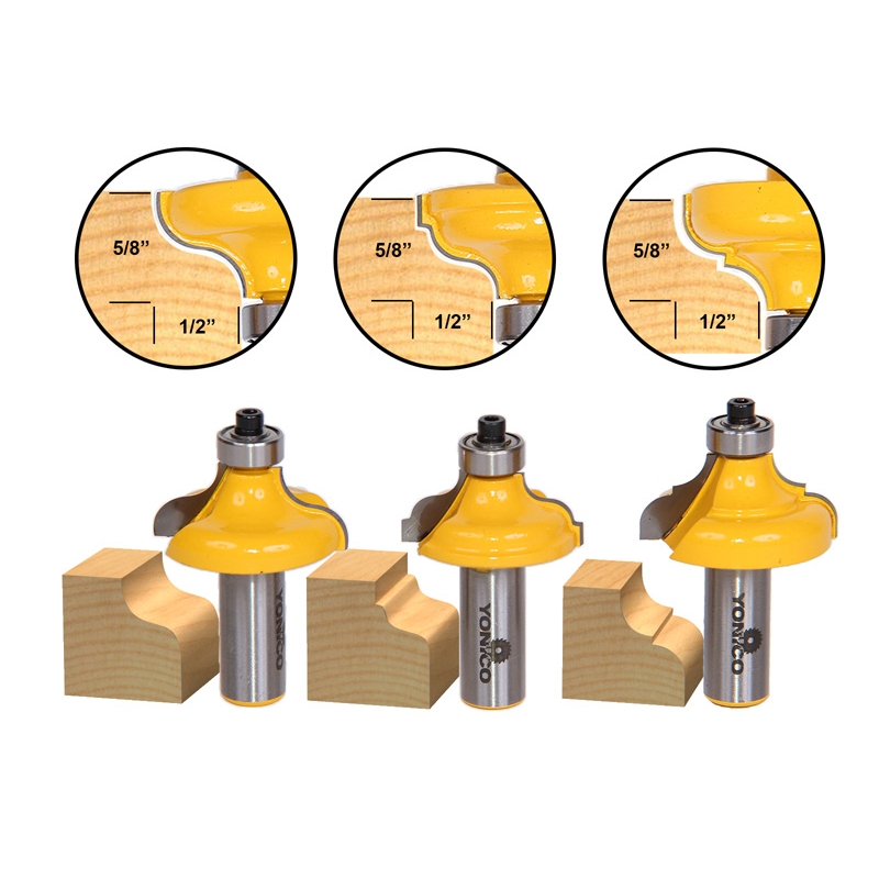 Edging Edging Sets 3 Bit Edge Molding Router Bit Set Ogee 1/2