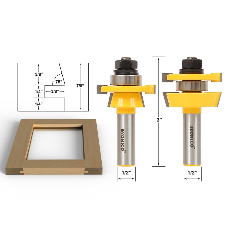 Router Bit Sets Door Window Shaker 2 Rail And Stile Router Bit Sets Door Window Shaker 2 Rail And Stile Set 1 Shank Yonico 12249