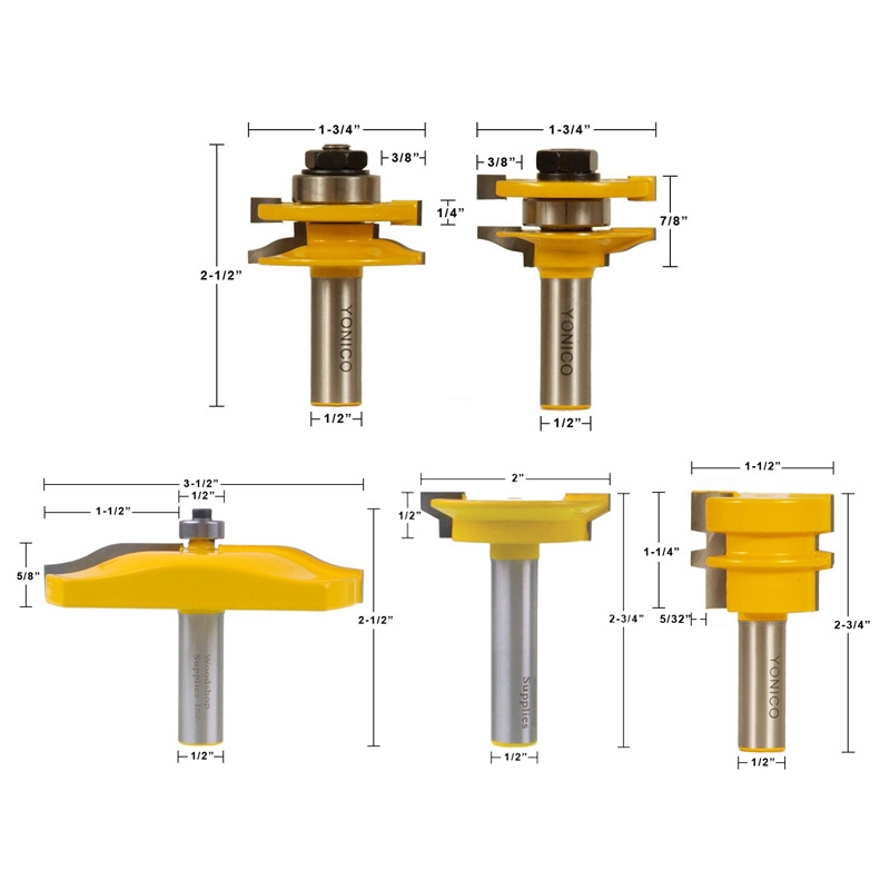 Raised panel cabinet door top router bit set