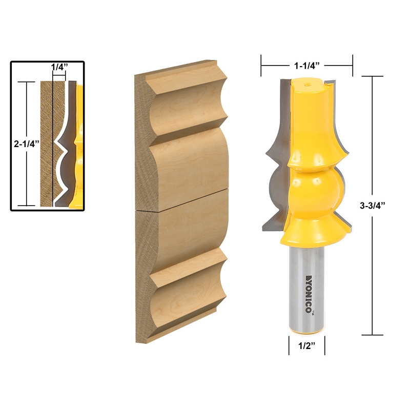 Double Crown Molding Router Bit Yonico 16142