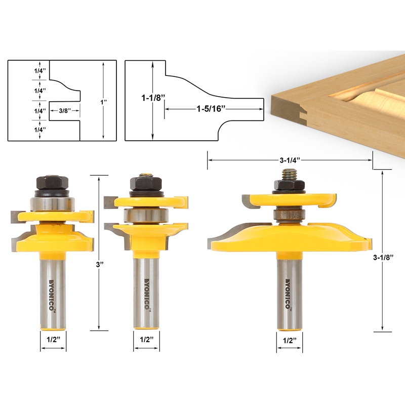Router Bit Sets Door Window Sets Ogee 3 Bit Raised Panel