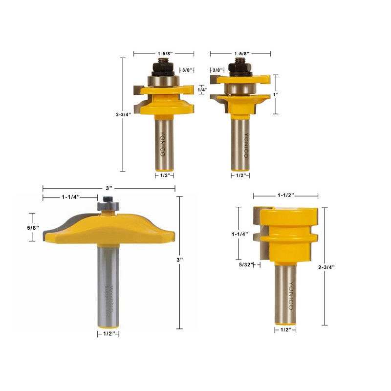 Ogee 4 Bit Raised Panel Cabinet Door Router Bit Set 1 2 Shank Yonico 12430