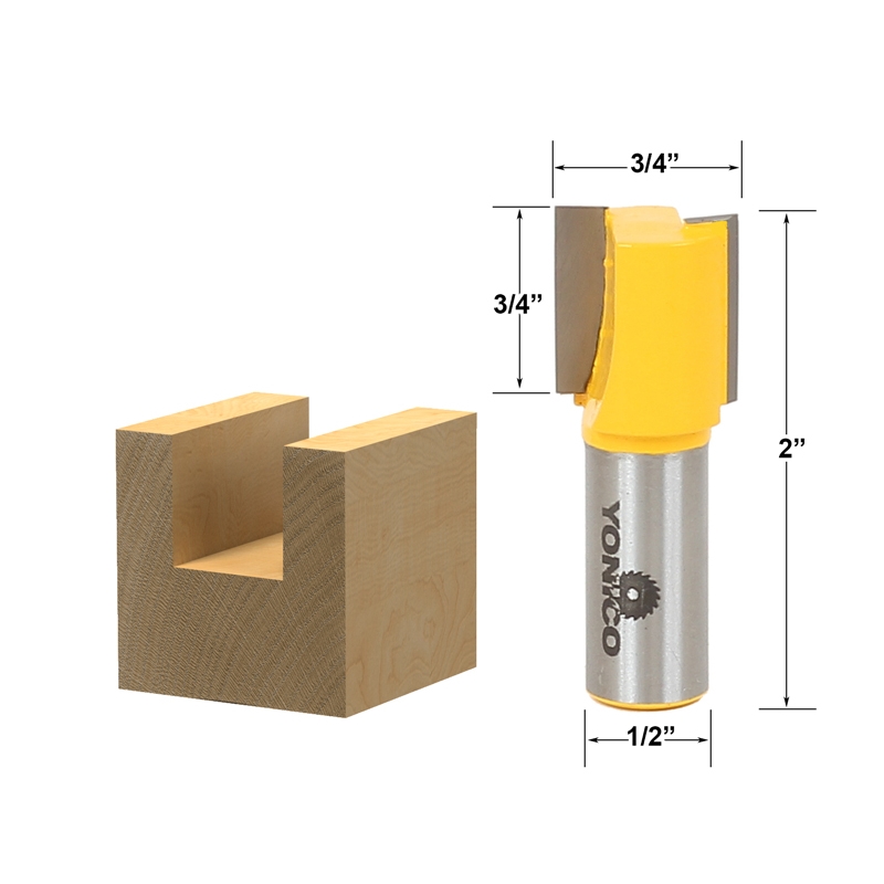 Fresa Yonico 14155 Dritta Per Legno Con Dado 1/10,2 Cm X 3/10,2 Cm - Coda 1/5,1 Cm - Punta In Carburo Di Tungsteno Per Tuffo