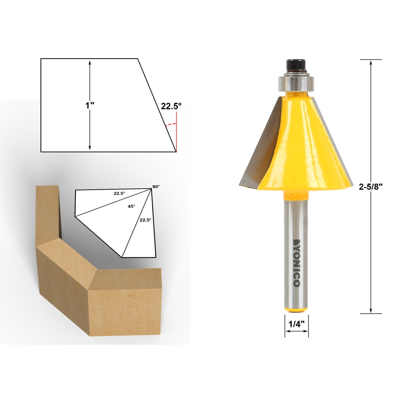 Edging Chamfer 5 Bit Chamfer Edge Forming Router Bit Set 1/4