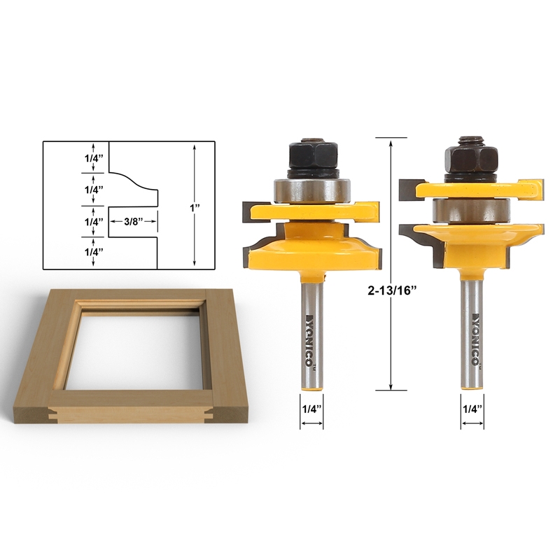 Router Bits Handrails Cutter RAIL AND STILE BITS 1//4/'/' Shank T-type
