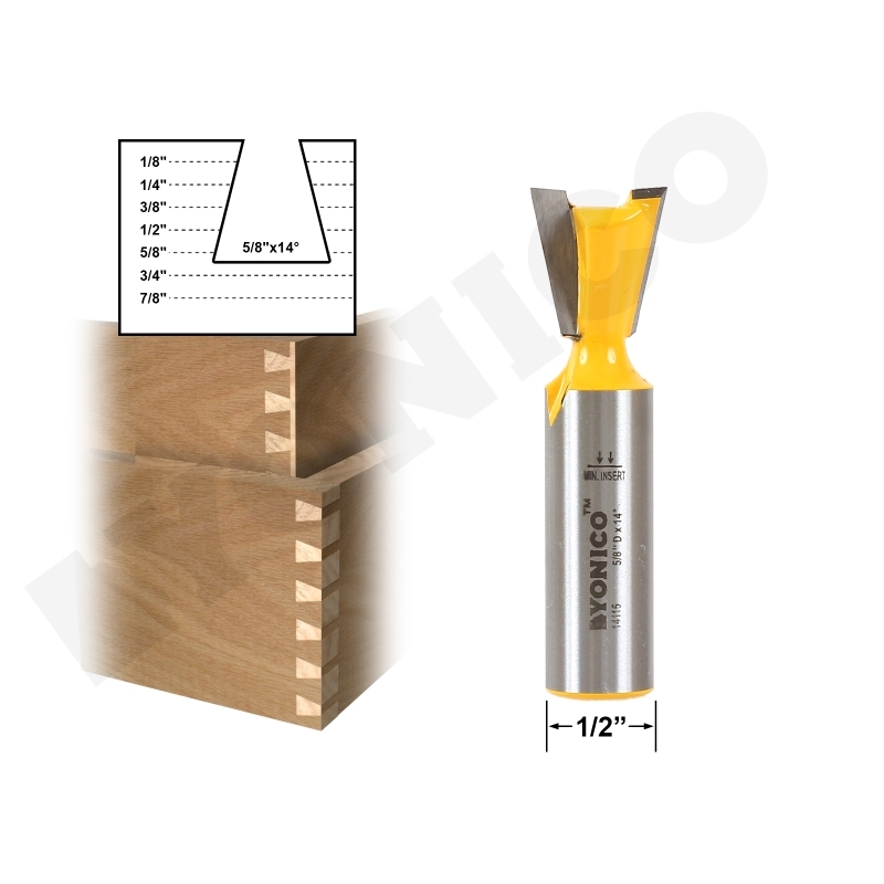 Joinery Dovetail Dovetail Router Bit 5/8" x 14° 1/2" Shank