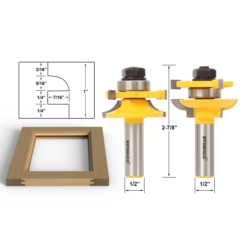 Router Bit Sets Door Window Sets Round Over 2 Bit Rail And