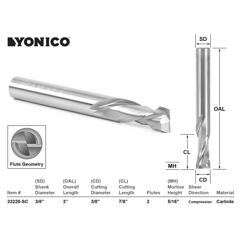 CNC Router Bits Compression Cut End Mills 3 8