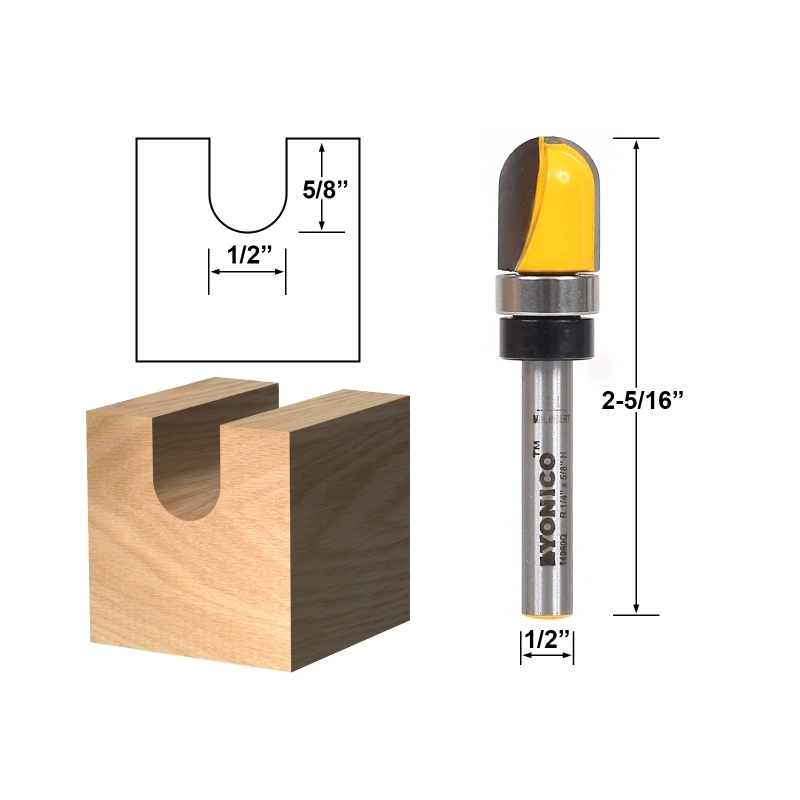 Groove Core Box 1/4" Radius Core Box Template Router Bit 1/4